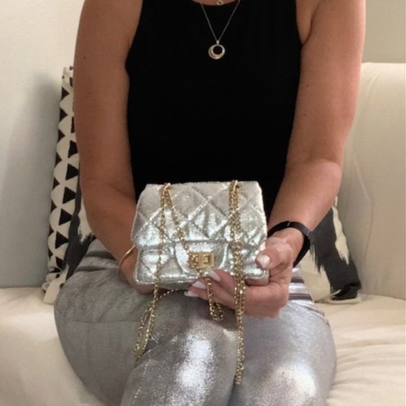 Mini Quilted Silver Leather Chloe K Purse - Picture 2 of 6